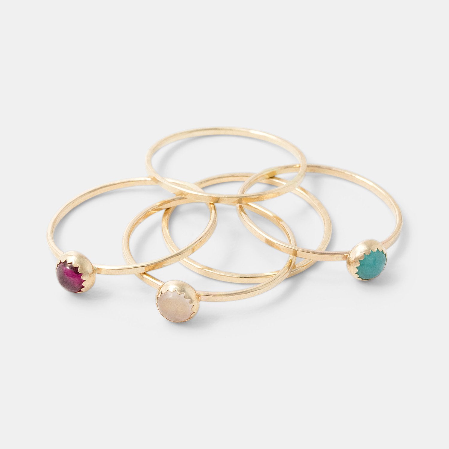 Amazonite & solid gold stacking ring - Simone Walsh Jewellery Australia