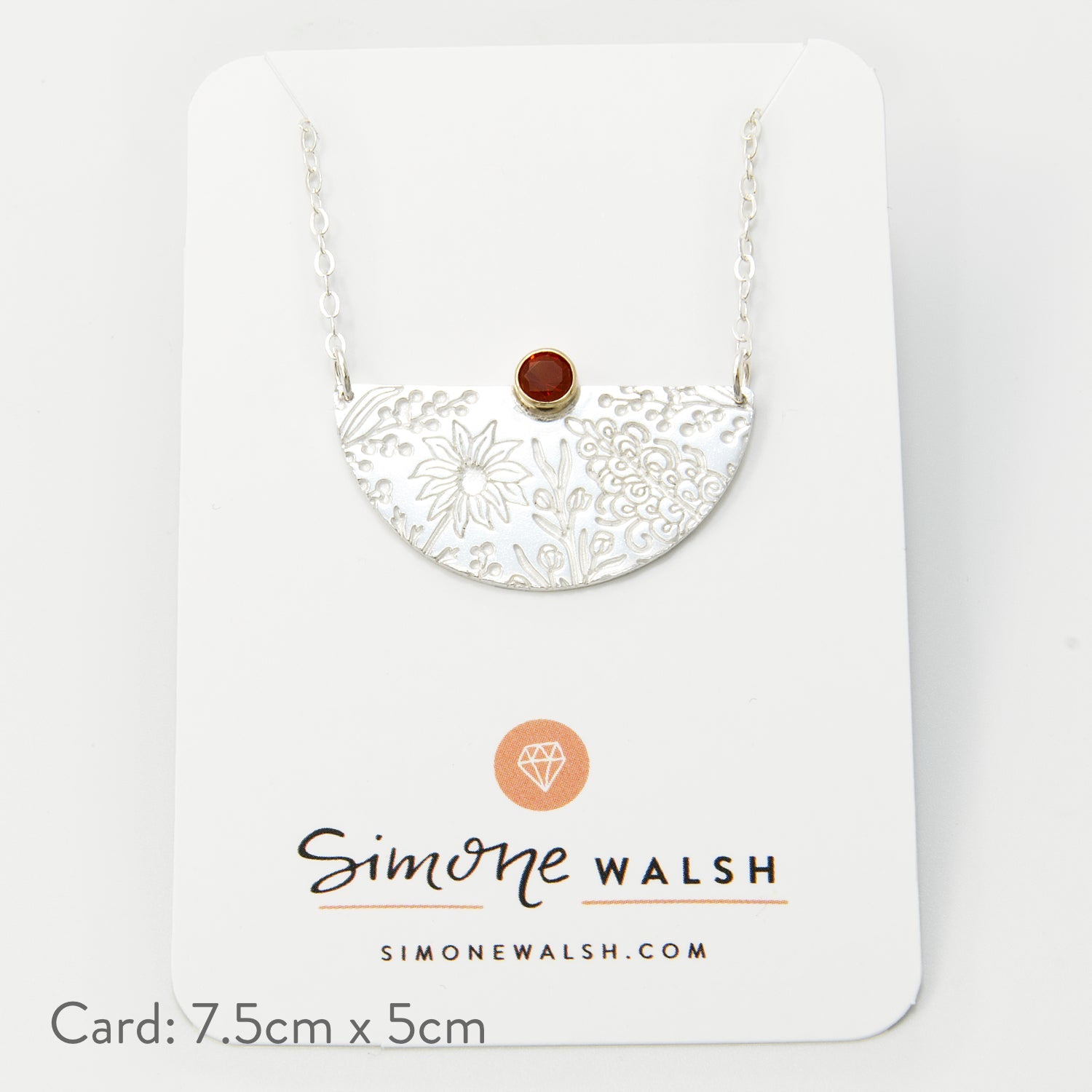 Australian Flora Half Pattern & Fire Opal Necklace - Simone Walsh Jewellery Australia