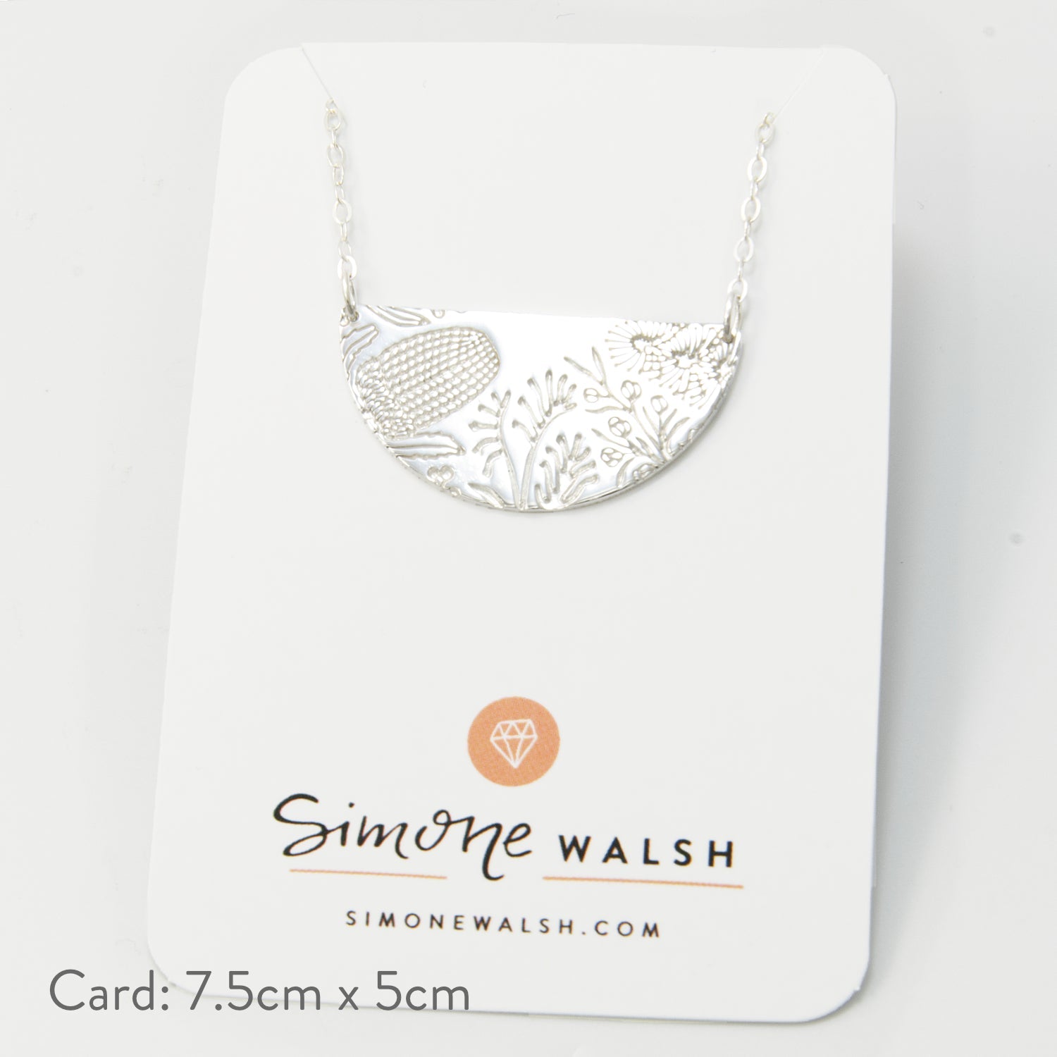 Australian Flora Half Pattern Necklace: Banksia Flower - Simone Walsh Jewellery Australia