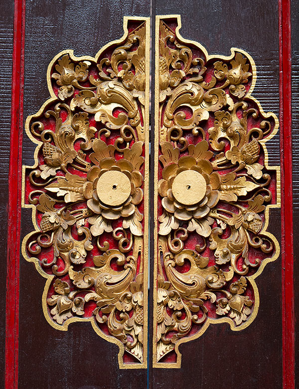 Hand carved doors in Bali.