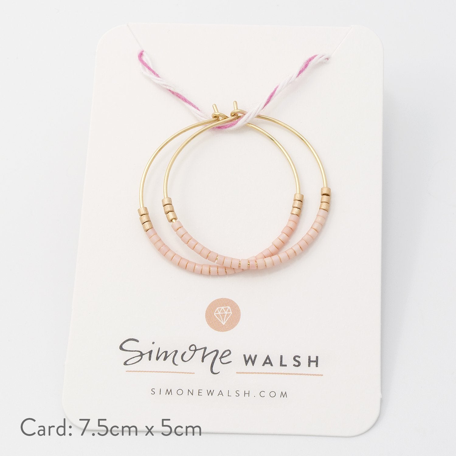 Beaded hoop earrings: pink & gold - Simone Walsh Jewellery Australia