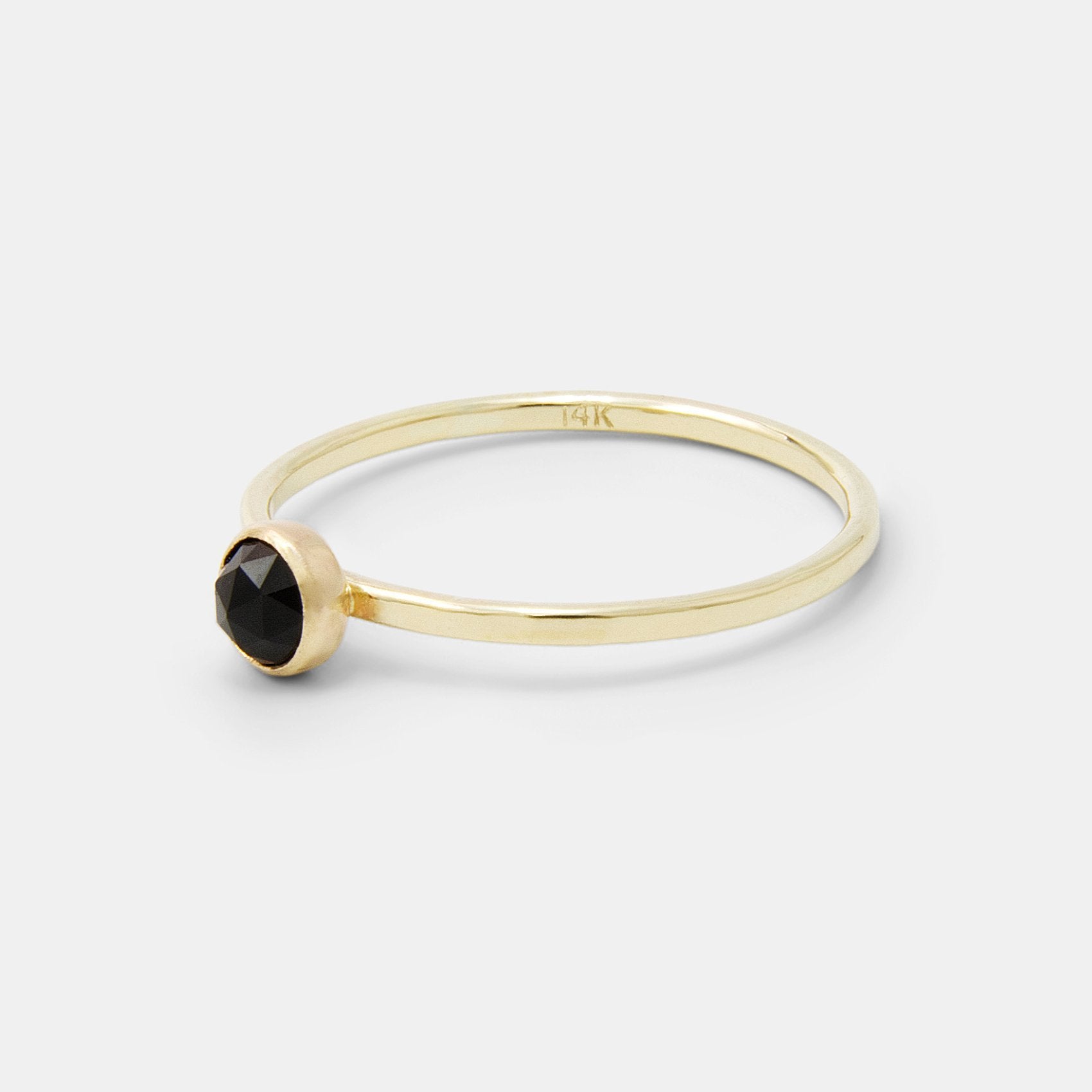 Black spinel & solid gold stacking ring - Simone Walsh Jewellery Australia