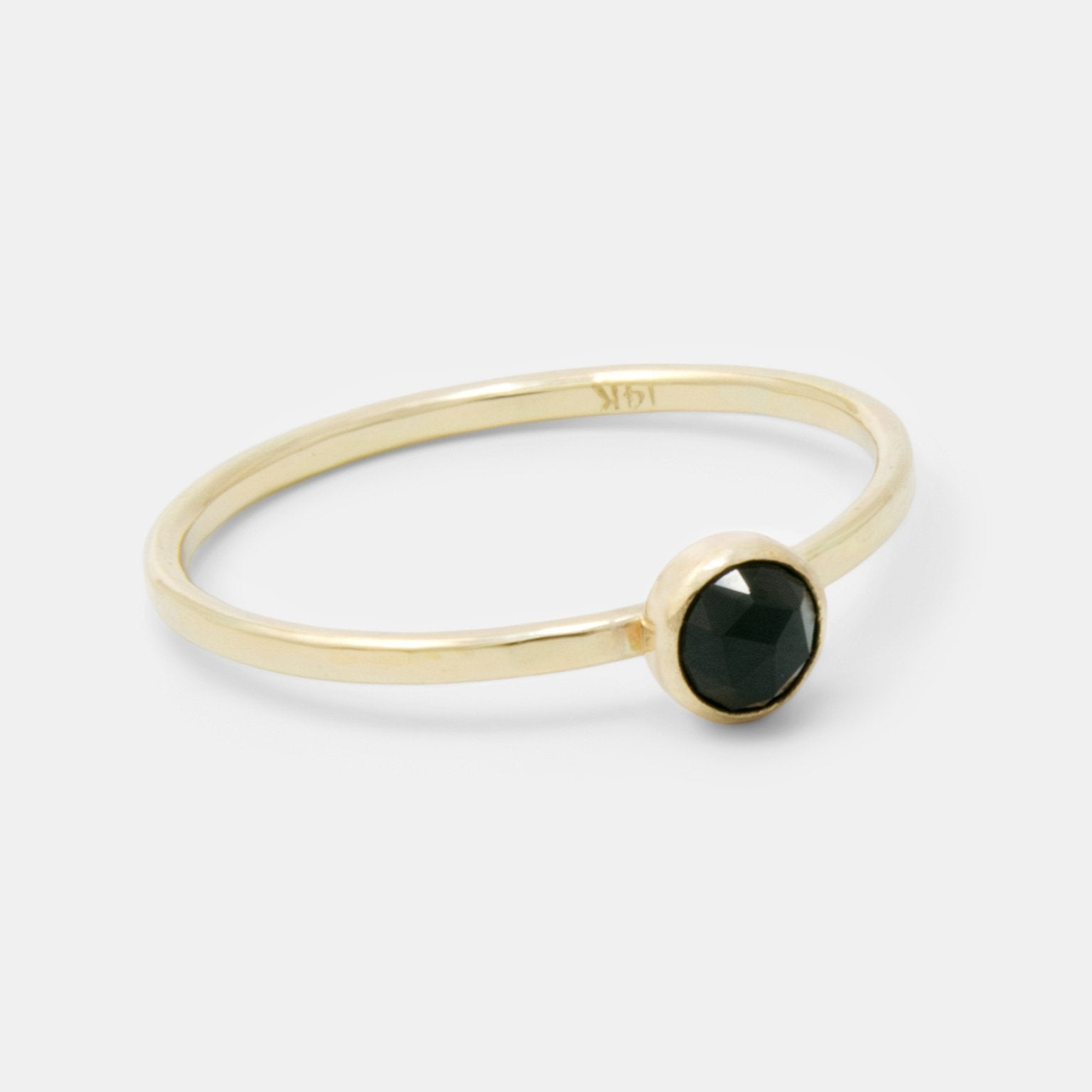Black spinel & solid gold stacking ring - Simone Walsh Jewellery Australia