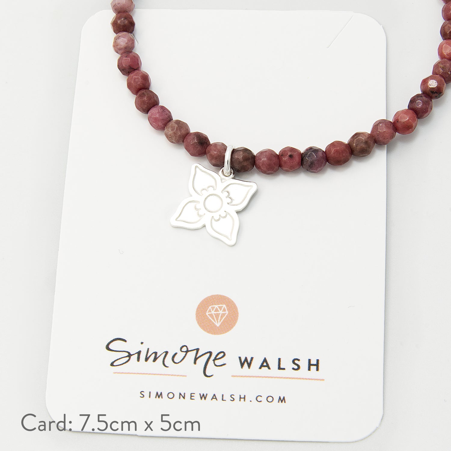 Boronia Flower on Rhodonite Beaded Bracelet - Simone Walsh Jewellery Australia