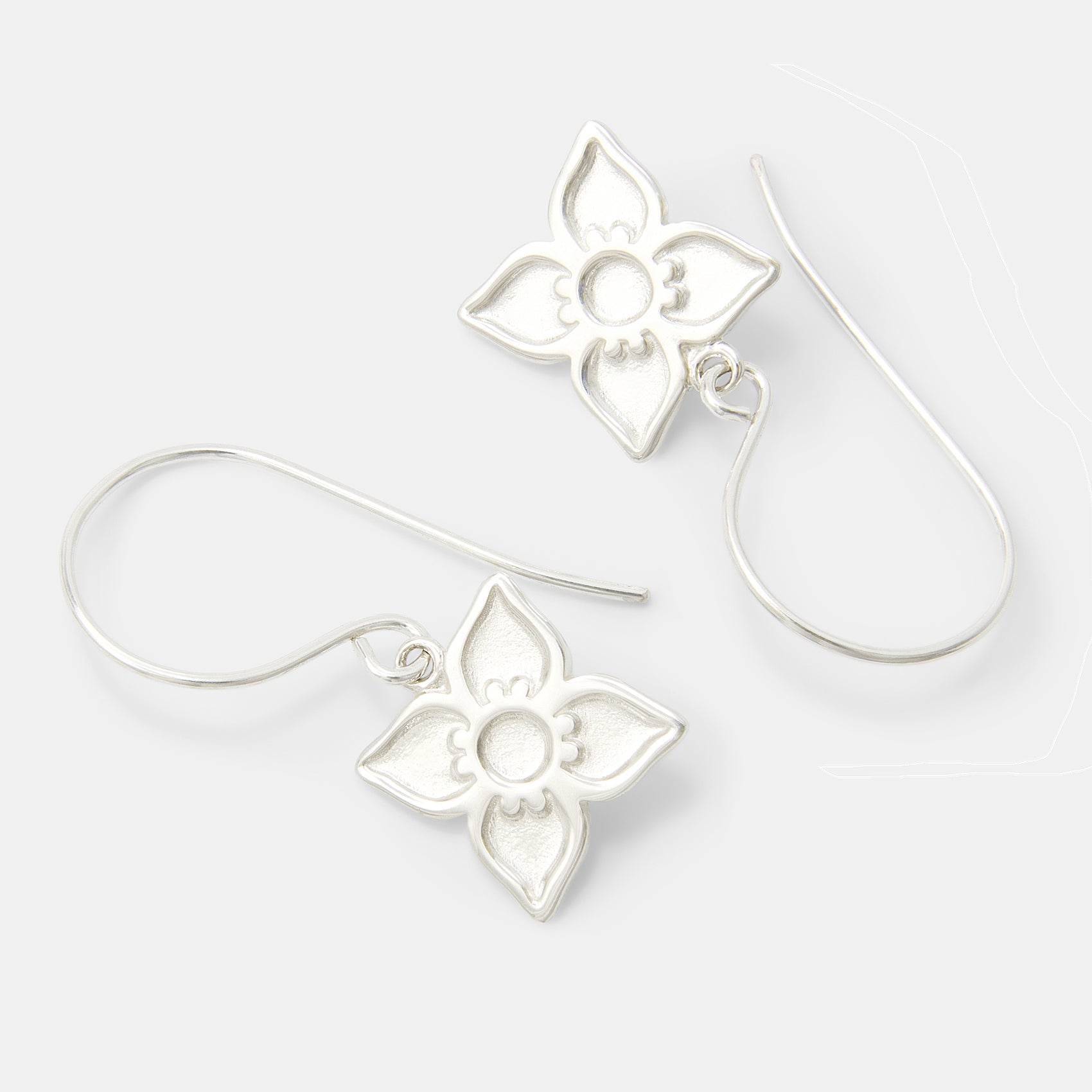 Boronia Flower Silver Drop Earrings - Simone Walsh Jewellery Australia