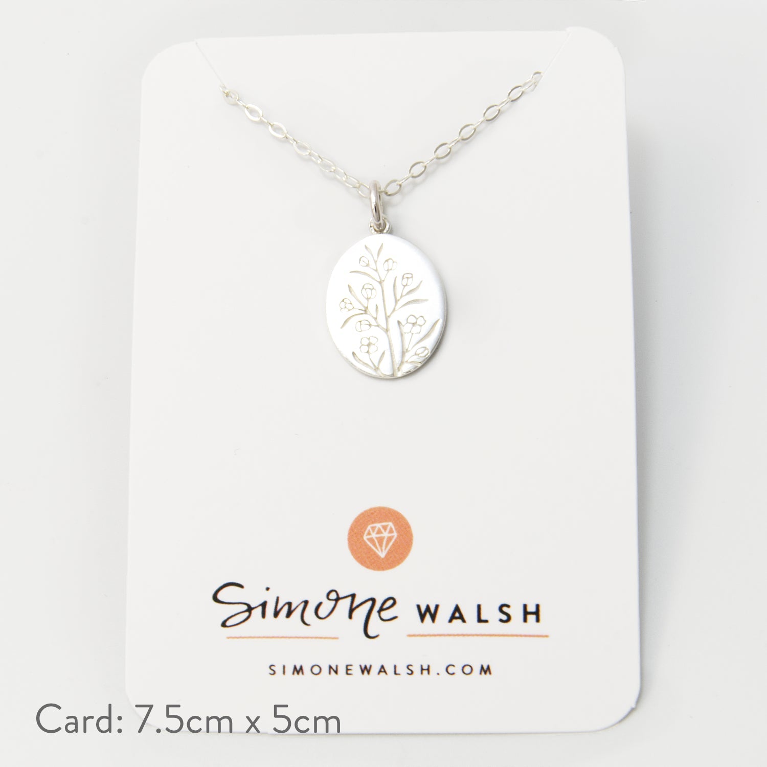 Boronia Oval Silver Pendant Necklace - Simone Walsh Jewellery Australia