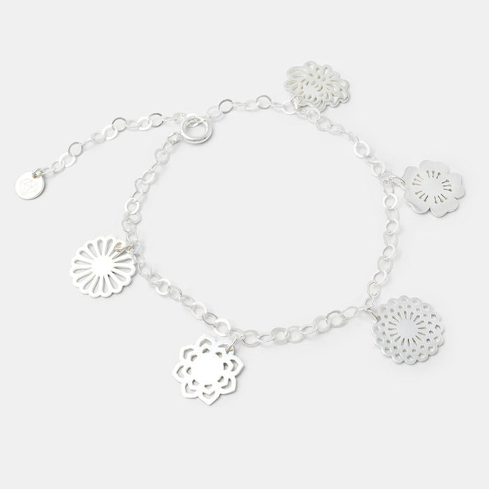 Bouquet silver charm bracelet