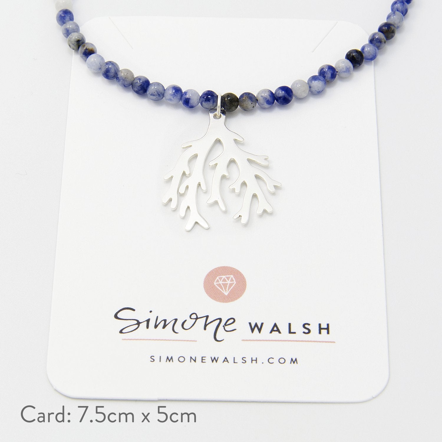 Branch coral on sodalite beaded necklace - Simone Walsh Jewellery Australia