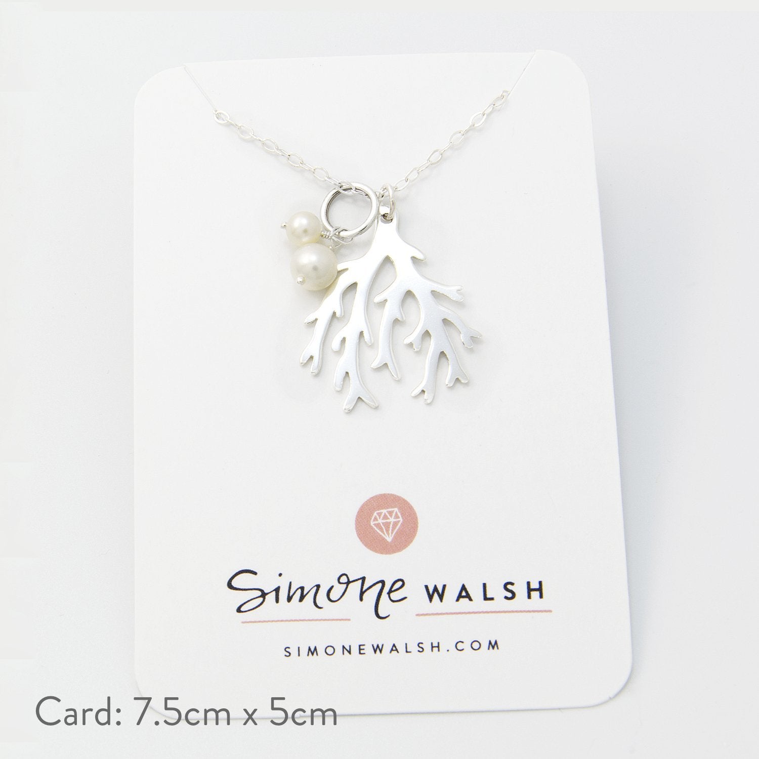 Branch coral & pearls silver pendant necklace - Simone Walsh Jewellery Australia