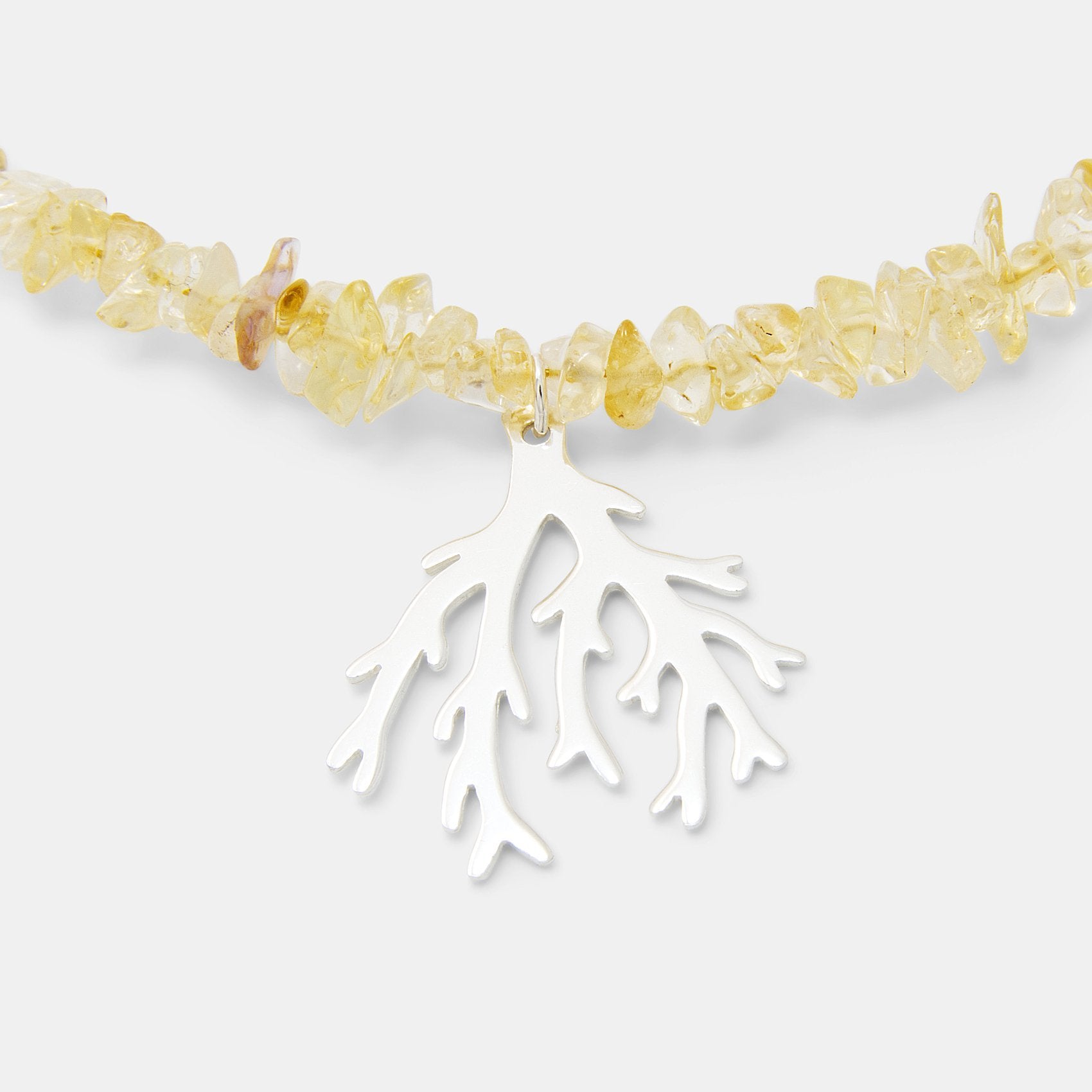 Branch Coral pendant on citrine beaded necklace - Simone Walsh Jewellery Australia