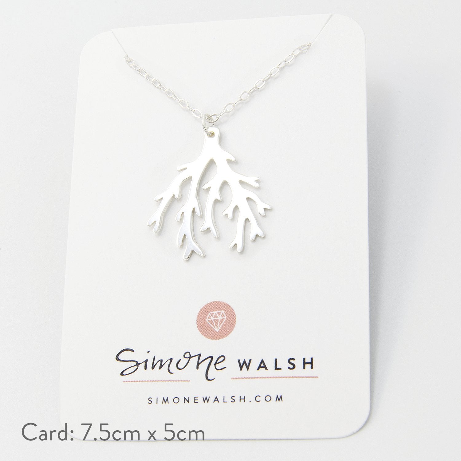 Branch coral silver pendant necklace - Simone Walsh Jewellery Australia