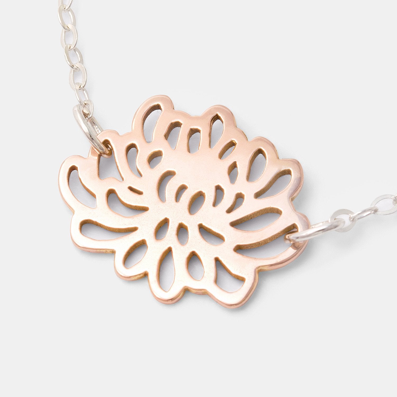 Chrysanthemum pendant: solid rose gold - Simone Walsh Jewellery Australia