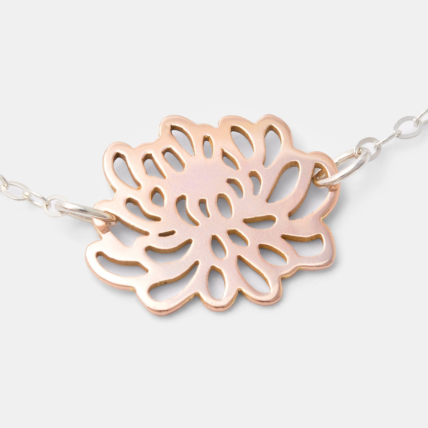 Chrysanthemum pendant: solid rose gold - Simone Walsh Jewellery Australia