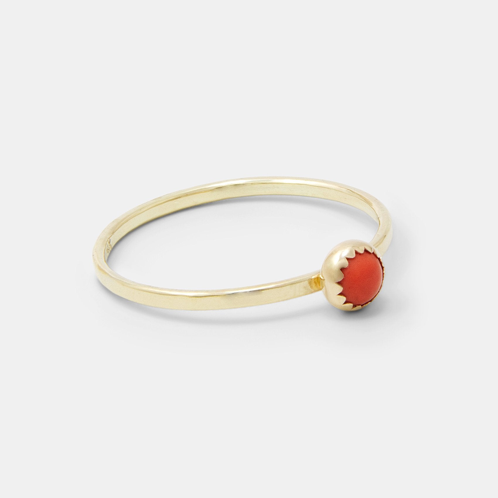 Coral gem & solid gold stacking ring - Simone Walsh Jewellery Australia