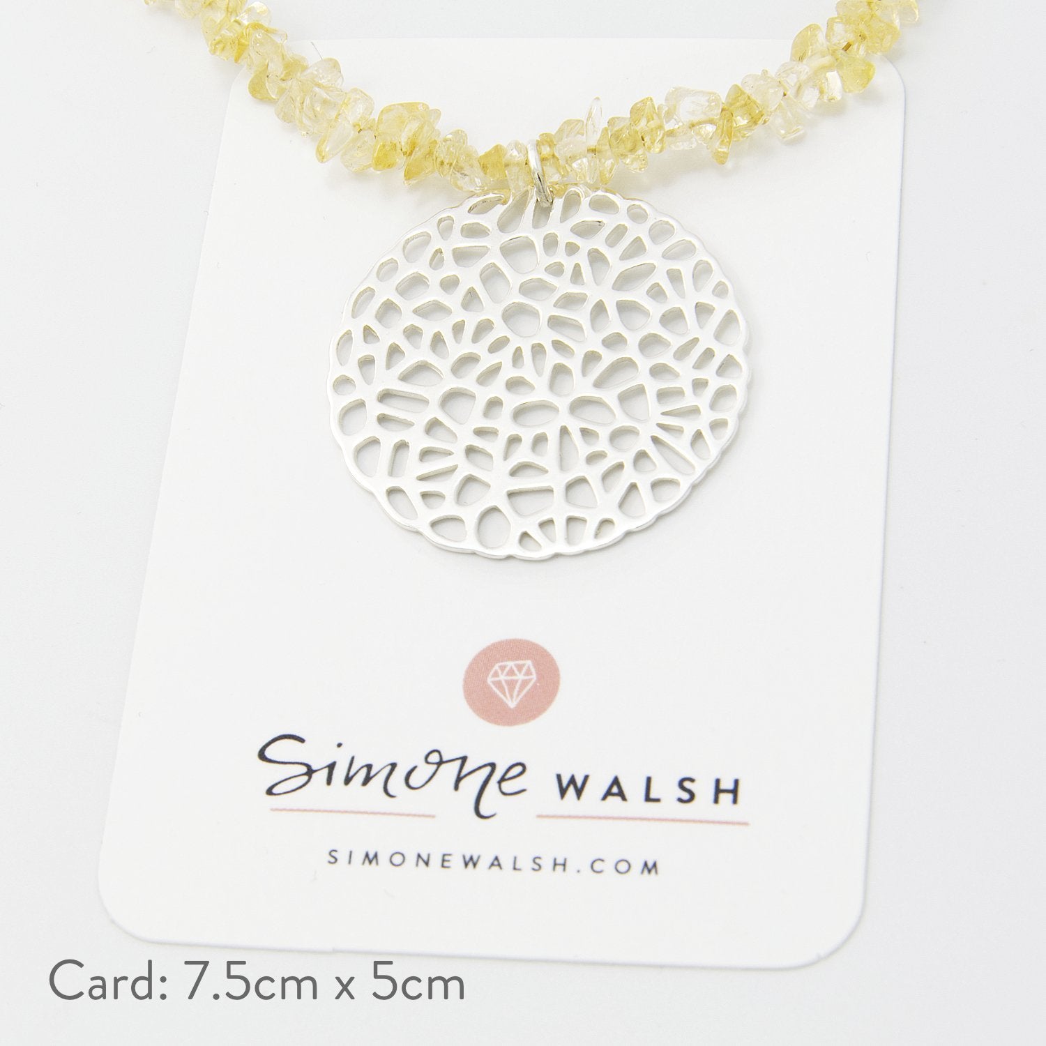 Coral pendant on citrine beaded necklace - Simone Walsh Jewellery Australia