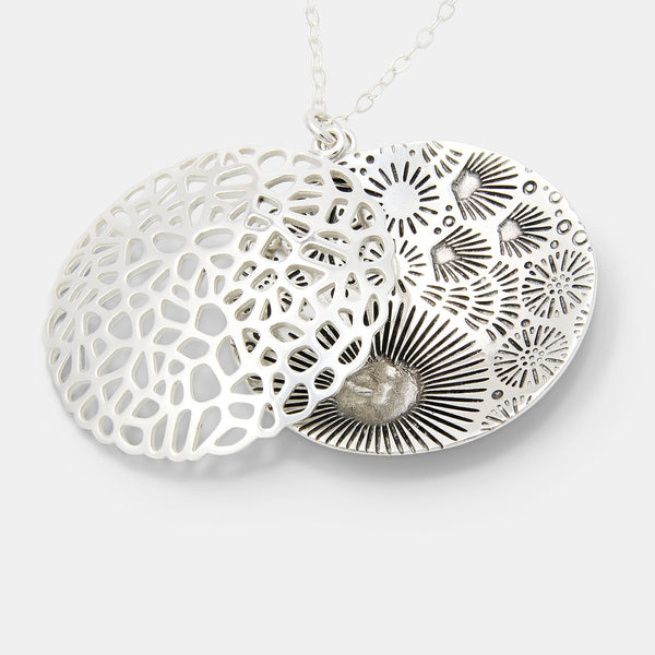 Coral reef open locket in sterling silver