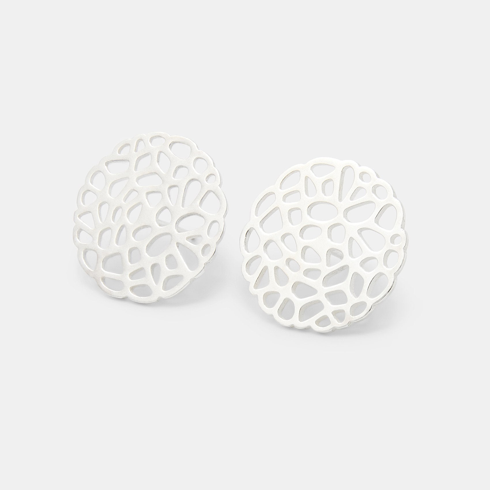 Coral silver button earrings - Simone Walsh Jewellery Australia