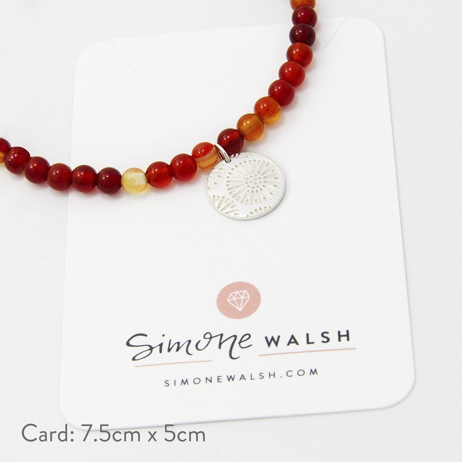 Coral texture on red agate beaded bracelet - Simone Walsh Jewellery Australia