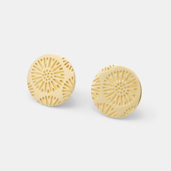 Coral texture solid gold stud earrings