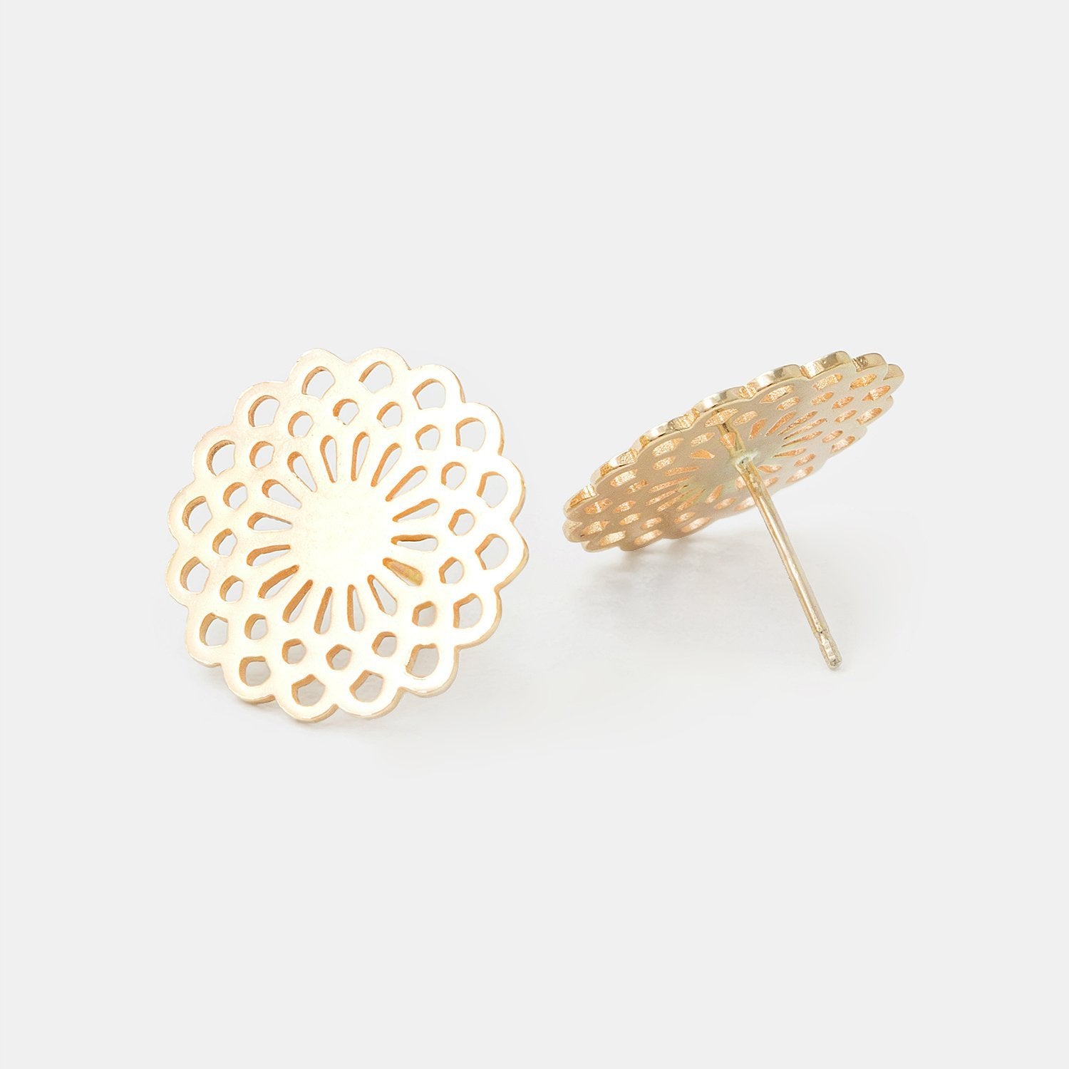 Dahlia stud earrings: solid gold - Simone Walsh Jewellery Australia