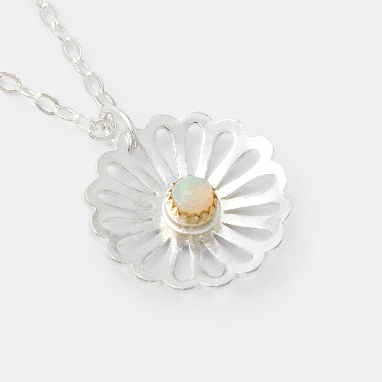 Daisy & opal pendant - Simone Walsh Jewellery Australia