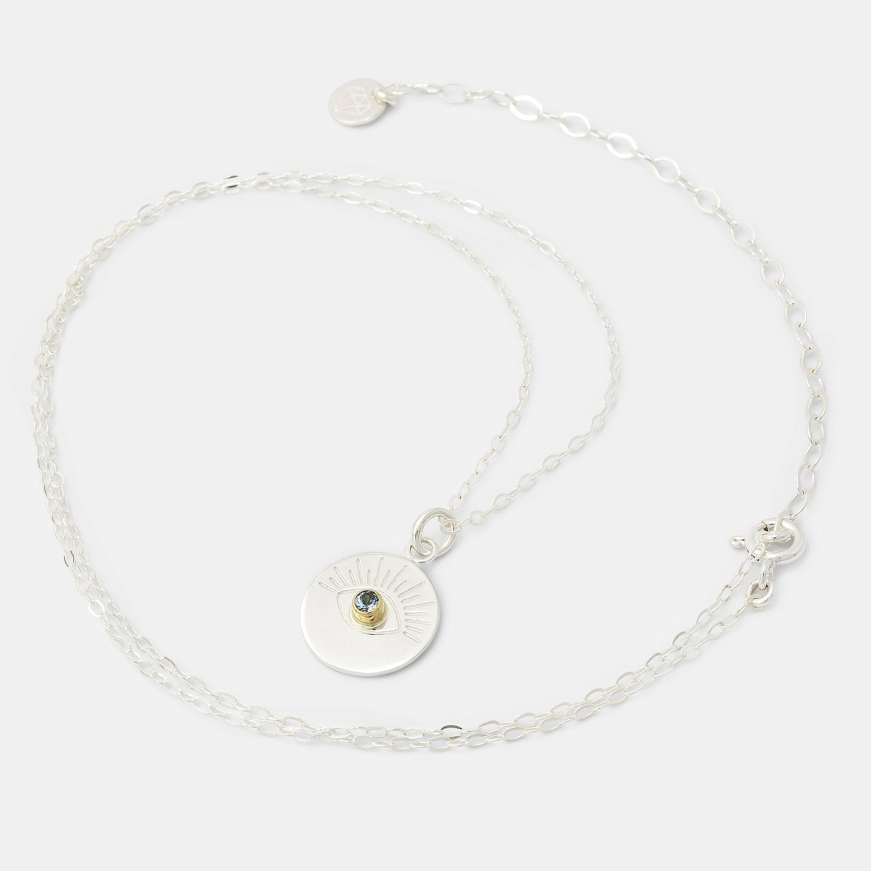 Eye & aquamarine amulet necklace - Simone Walsh Jewellery Australia