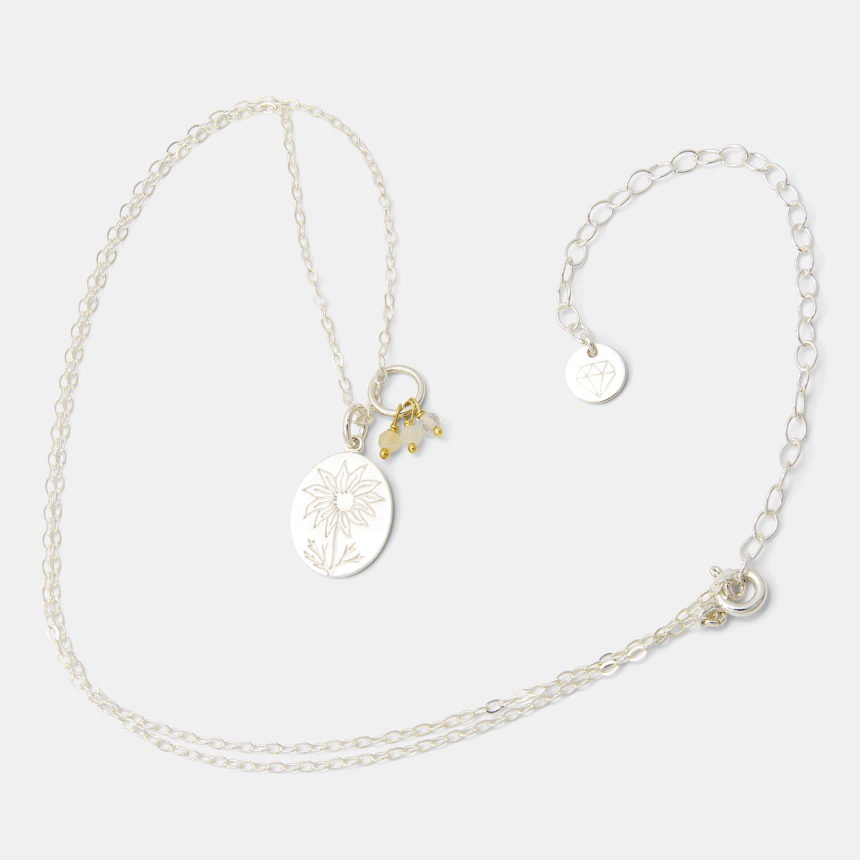 Flannel Flower Oval & White Opals Necklace - Simone Walsh Jewellery Australia