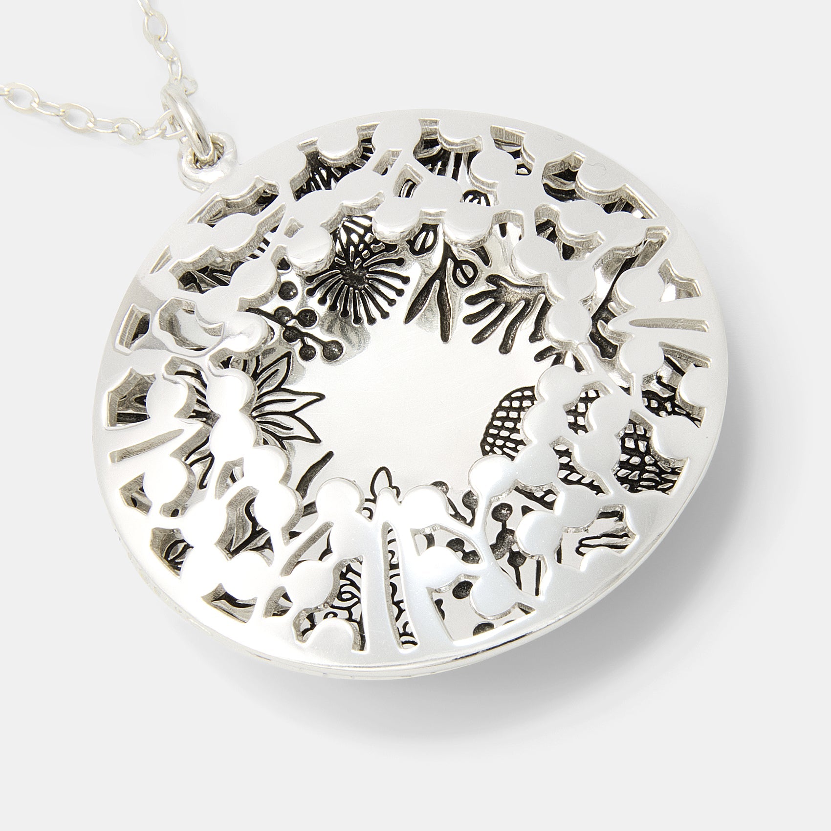 Flora Pattern Silver Open Locket - Simone Walsh Jewellery Australia