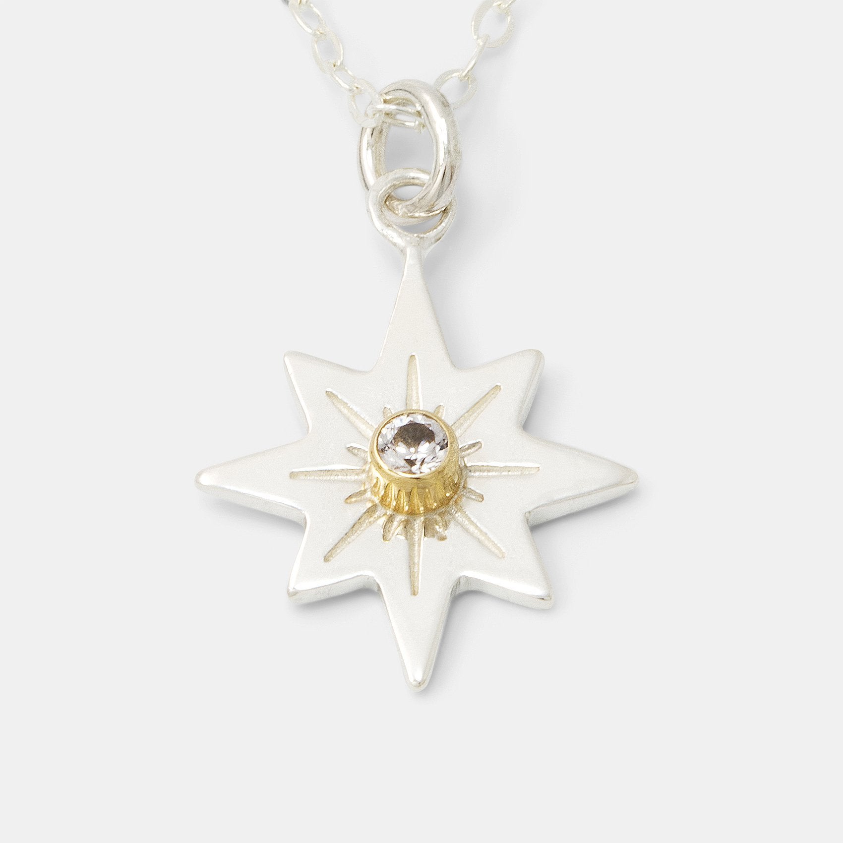 Guiding star & white sapphire necklace - Simone Walsh Jewellery Australia