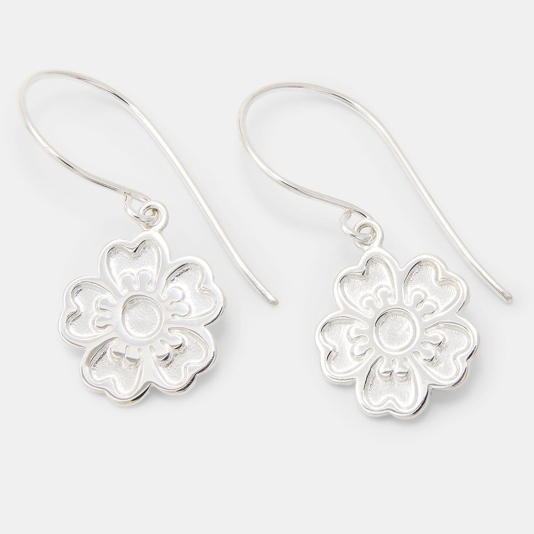Guinea Flower Silver Drop Earrings - Simone Walsh Jewellery Australia