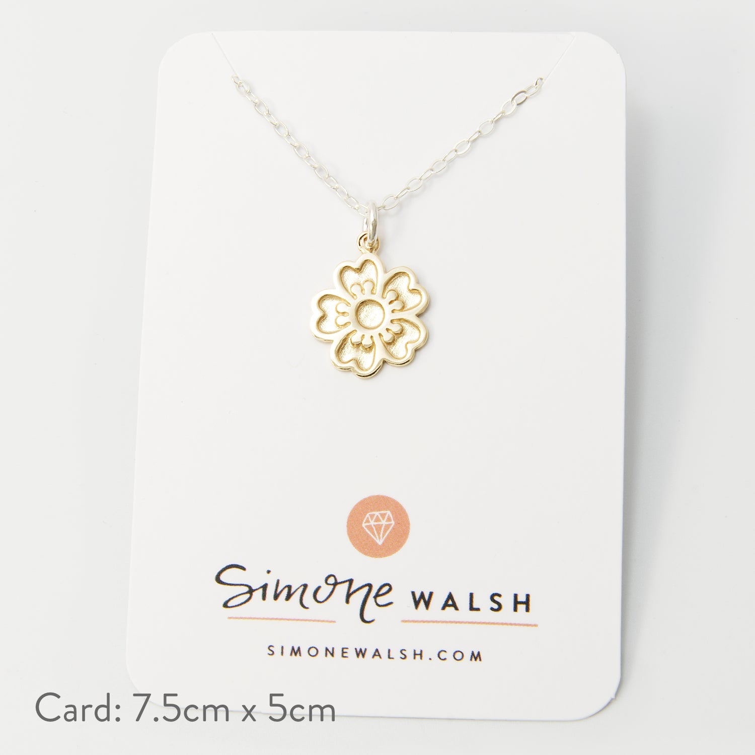 Guinea Flower Solid Gold Pendant on Silver Necklace - Simone Walsh Jewellery Australia