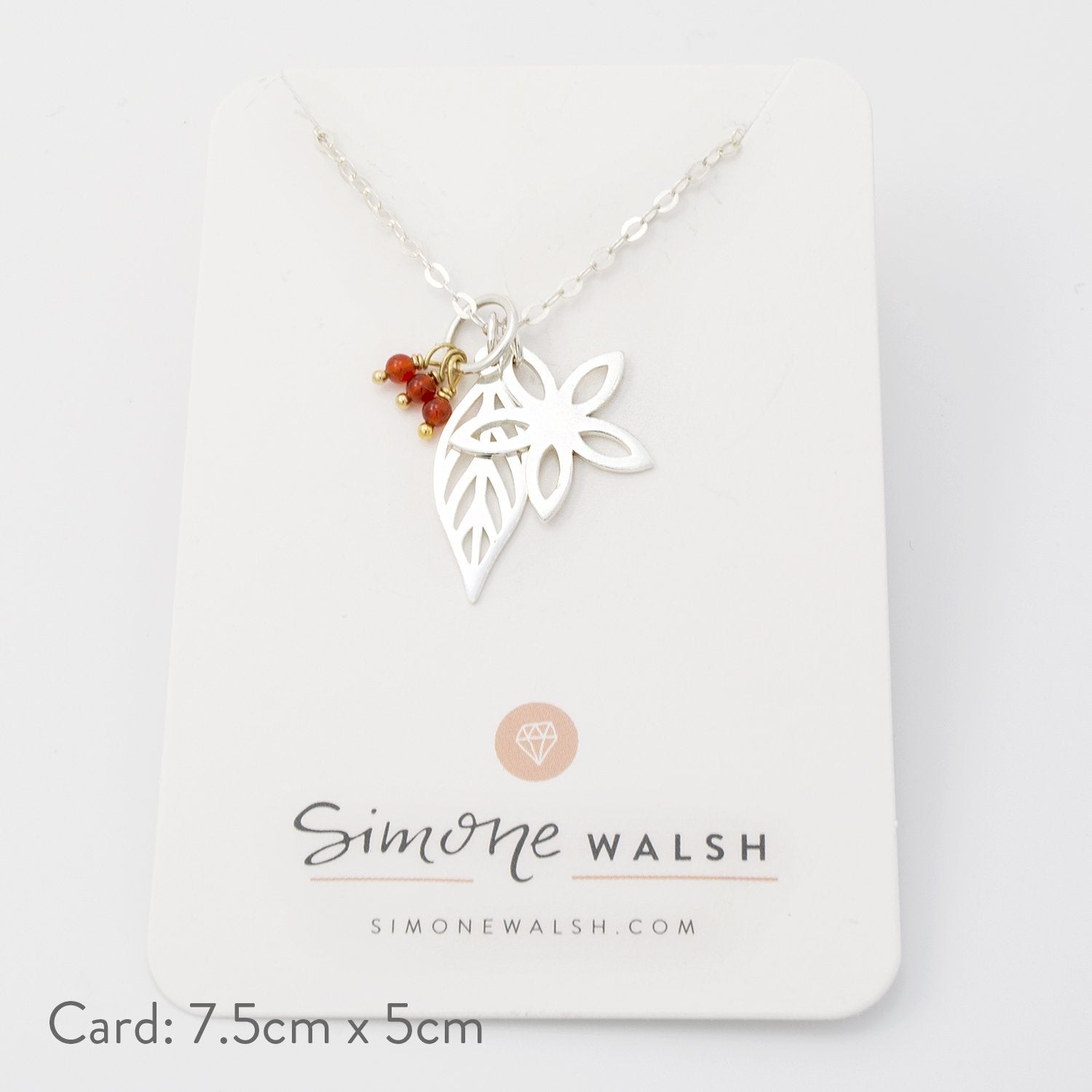 Jasmine, leaf & carnelian necklace - Simone Walsh Jewellery Australia