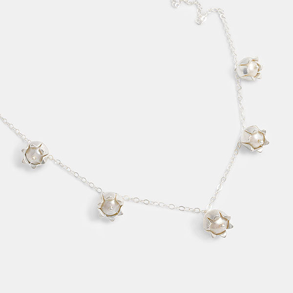 Lily of the valley necklace in sterling silver and pearls in our Australian jewellery store.