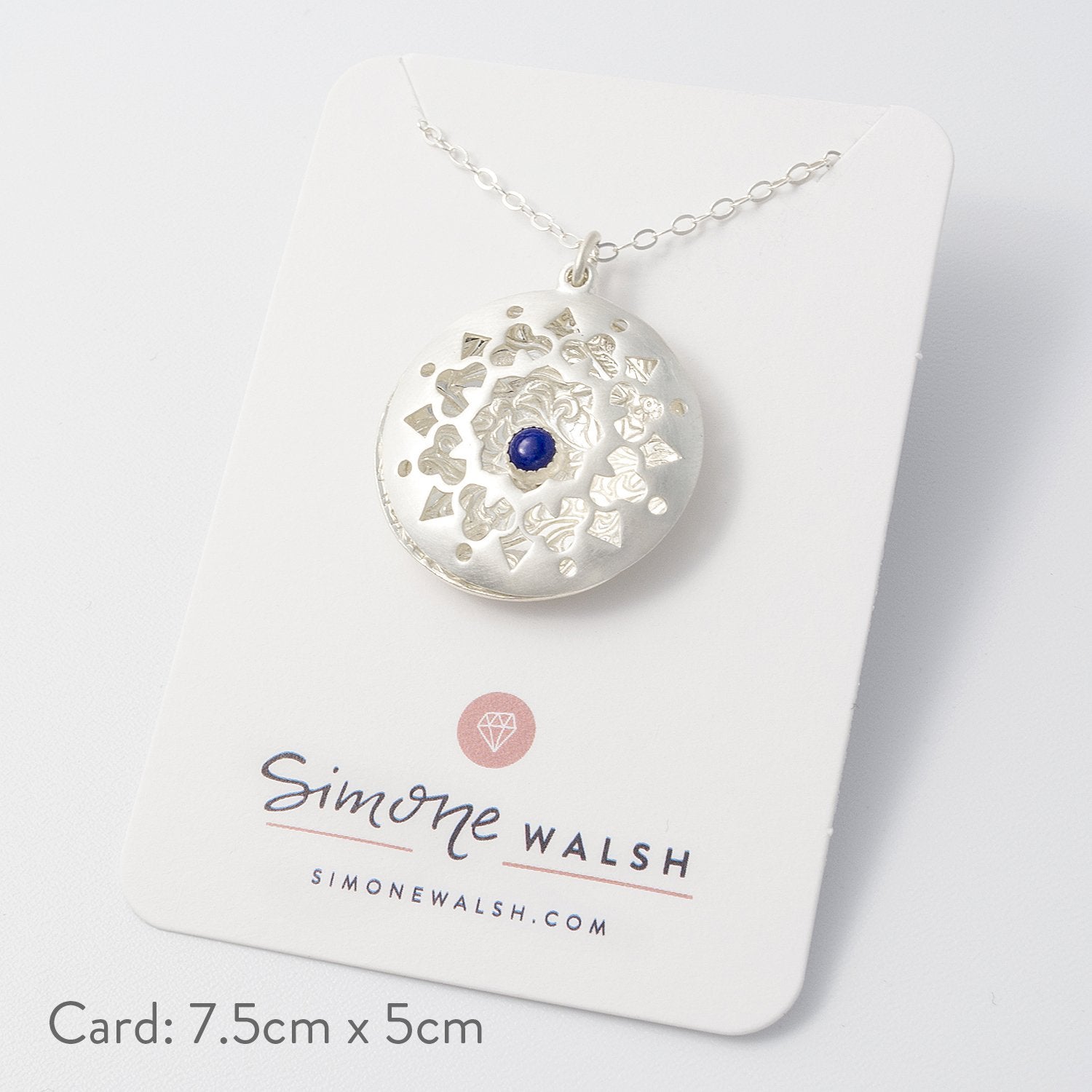 Mandala pendant with lapis lazuli - Simone Walsh Jewellery Australia