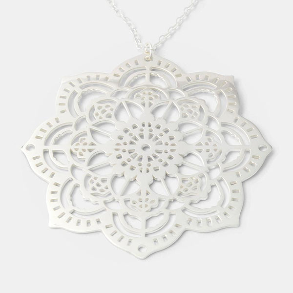 Mehndi mandala statement pendant in sterling silver