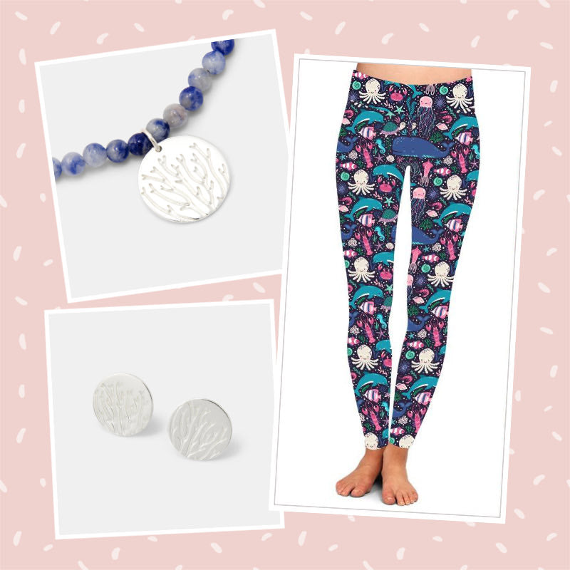 Australian leggings with sterling silver and gemstone jewellery