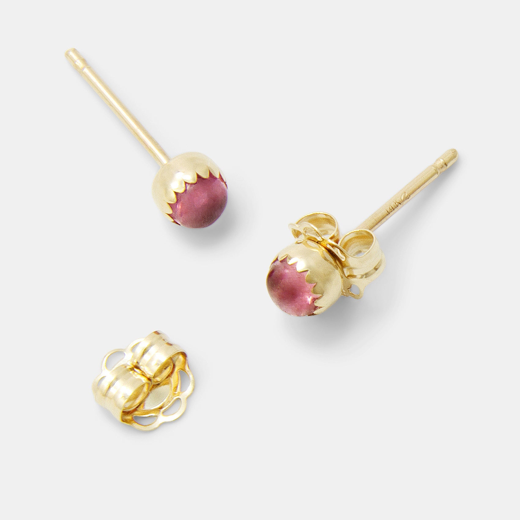 Pink tourmaline & solid gold stud earrings - Simone Walsh Jewellery Australia