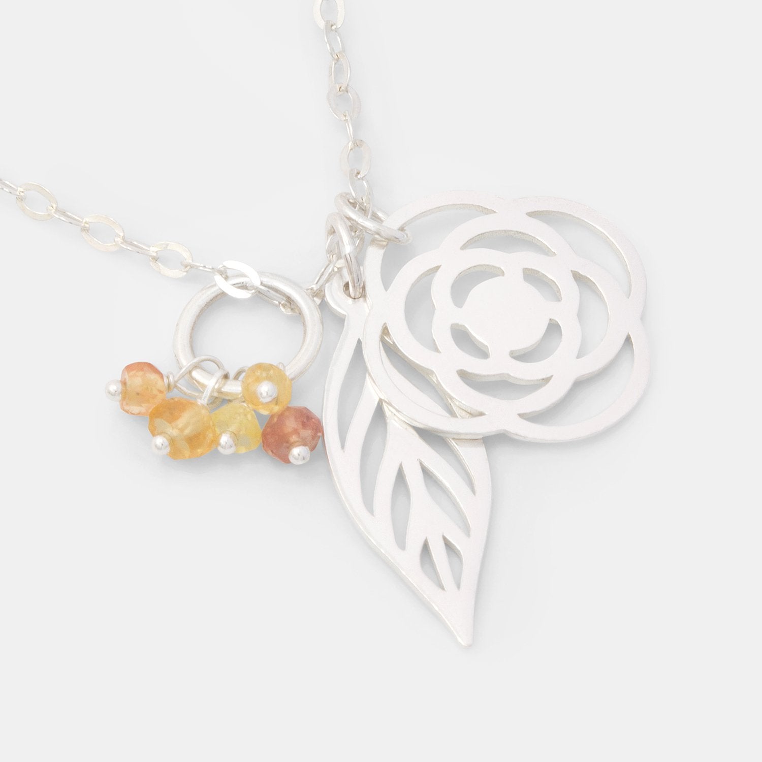 Poppy, leaf & sapphires necklace - Simone Walsh Jewellery Australia