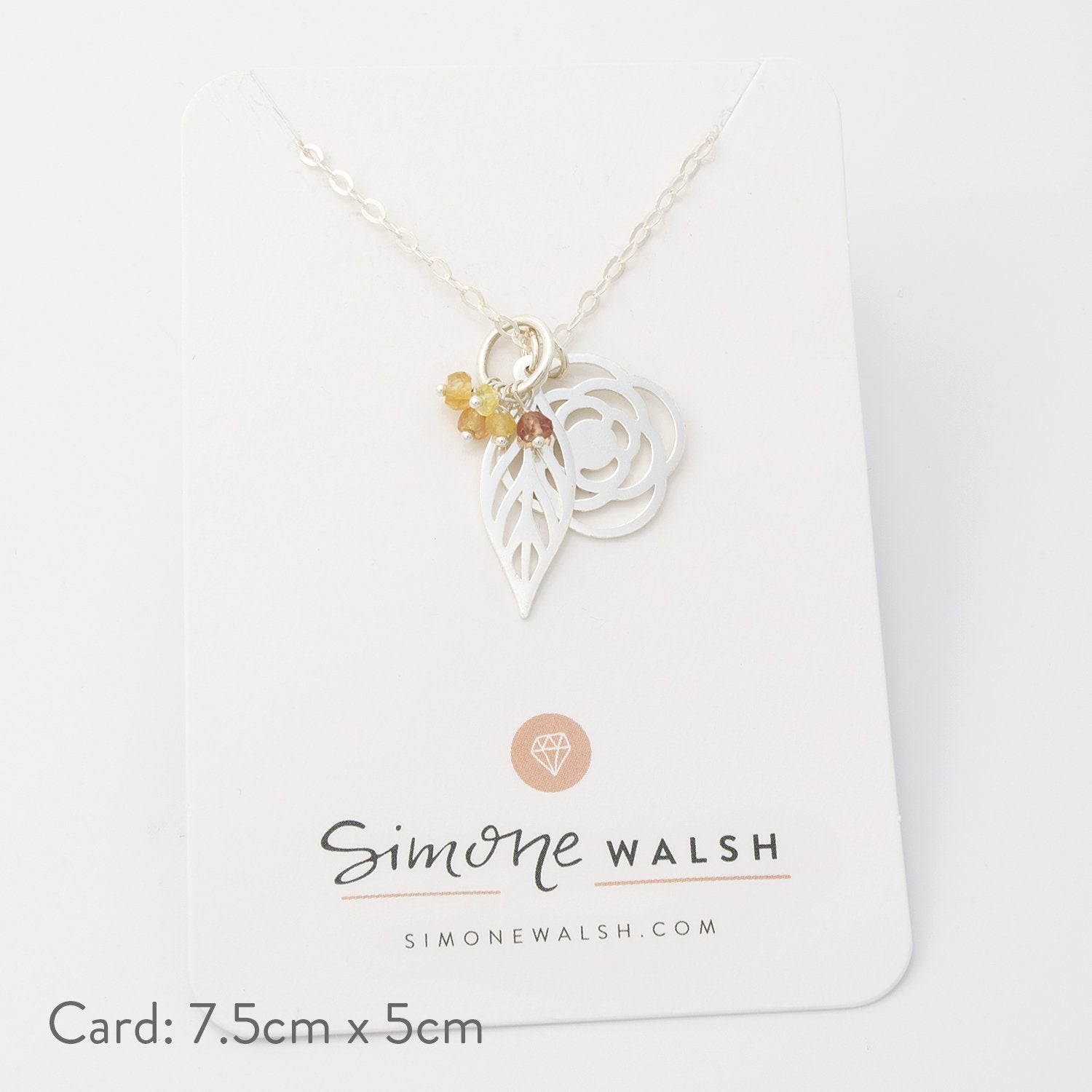 Poppy, leaf & sapphires necklace - Simone Walsh Jewellery Australia