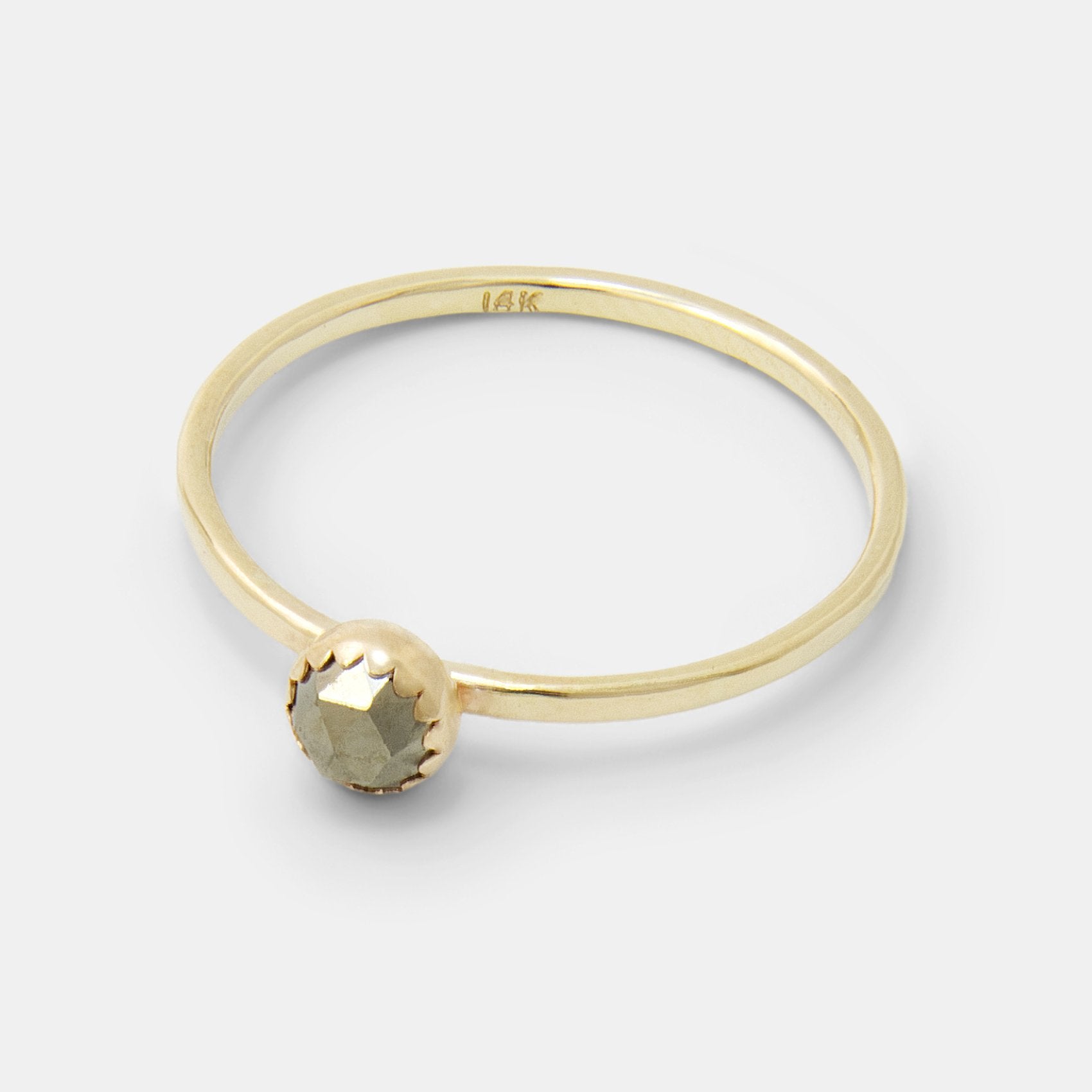 Pyrite & solid gold stacking ring - Simone Walsh Jewellery Australia