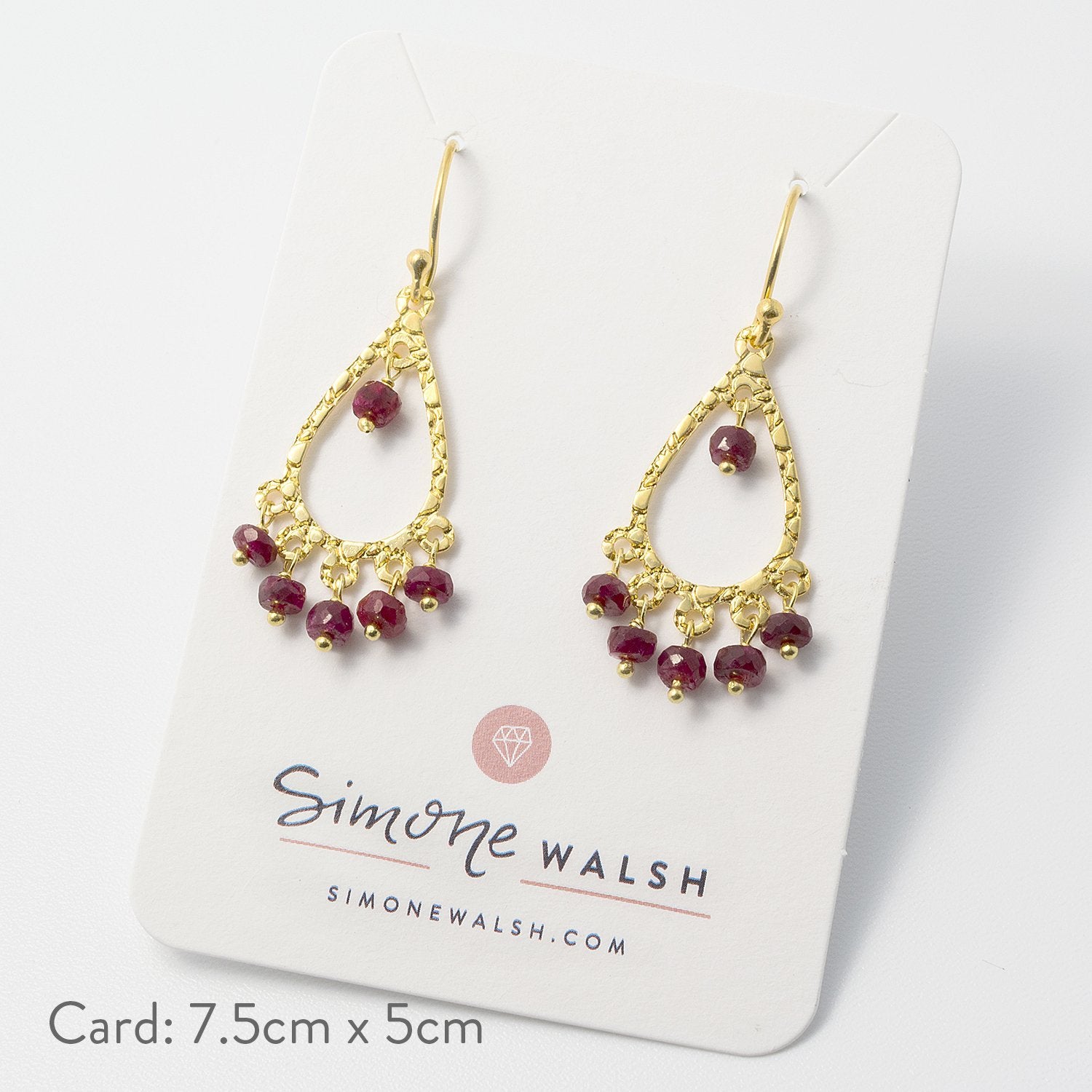 Ruby & gold chandelier earrings - Simone Walsh Jewellery Australia