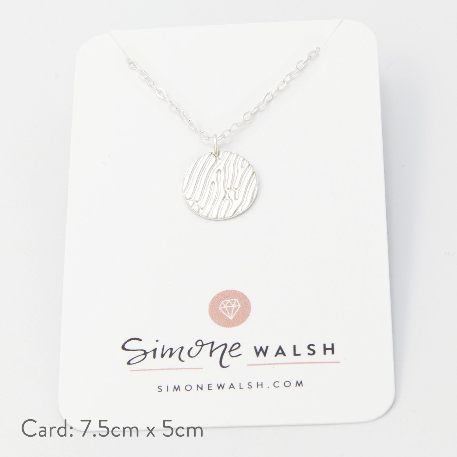 Sand texture silver pendant necklace - Simone Walsh Jewellery Australia