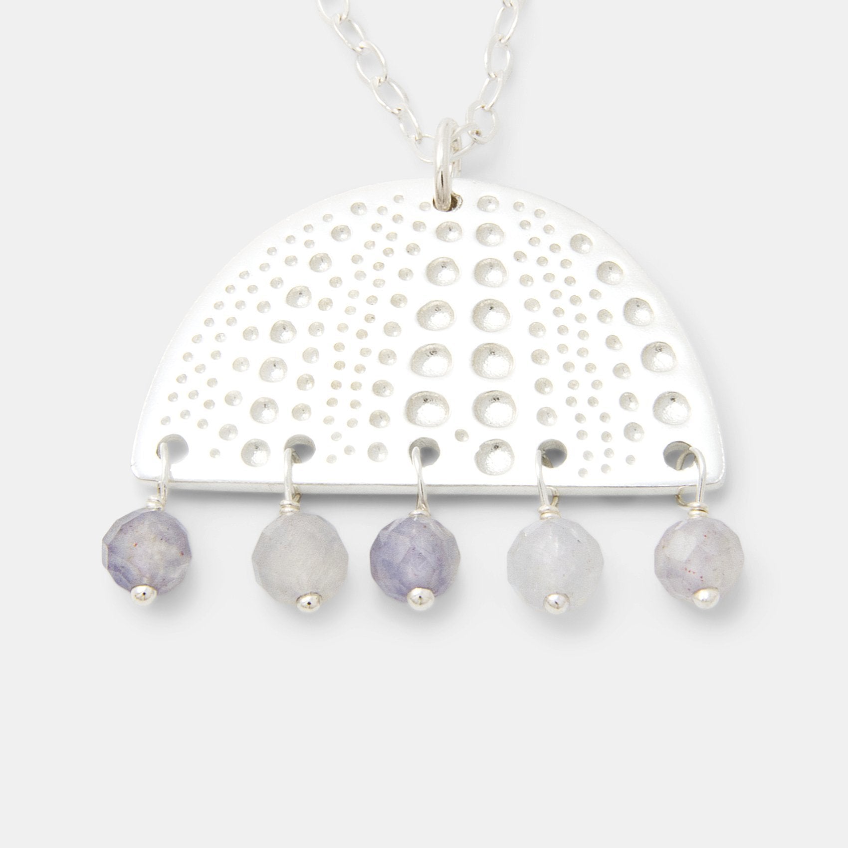 Sea urchin & iolite silver pendant necklace - Simone Walsh Jewellery Australia