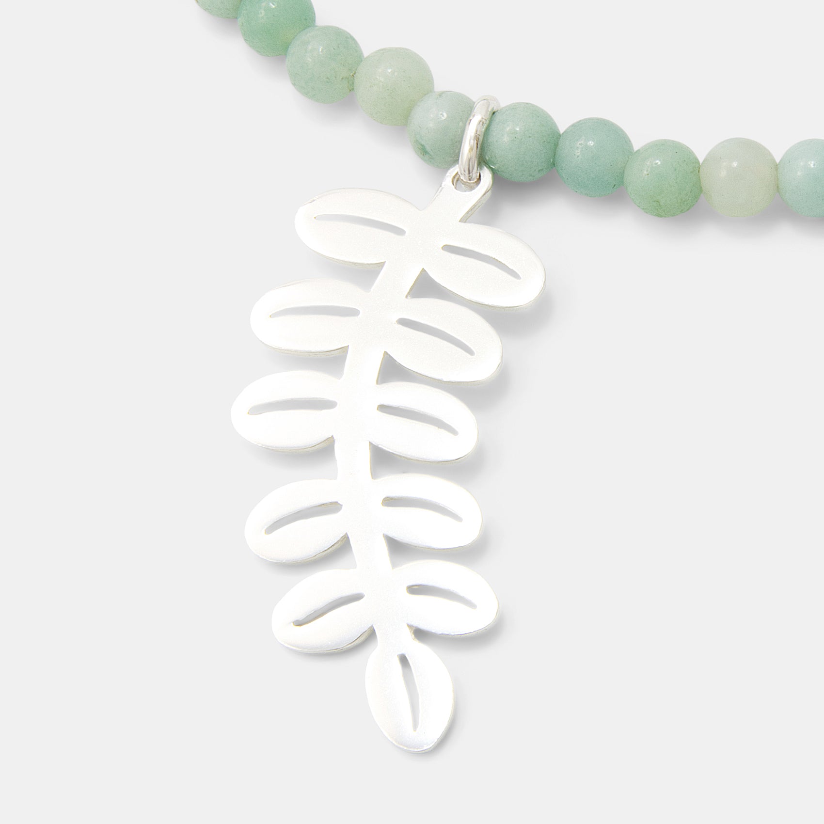 Silver Dollar Leaves on Amazonite Beaded Necklace - Simone Walsh Jewellery Australia