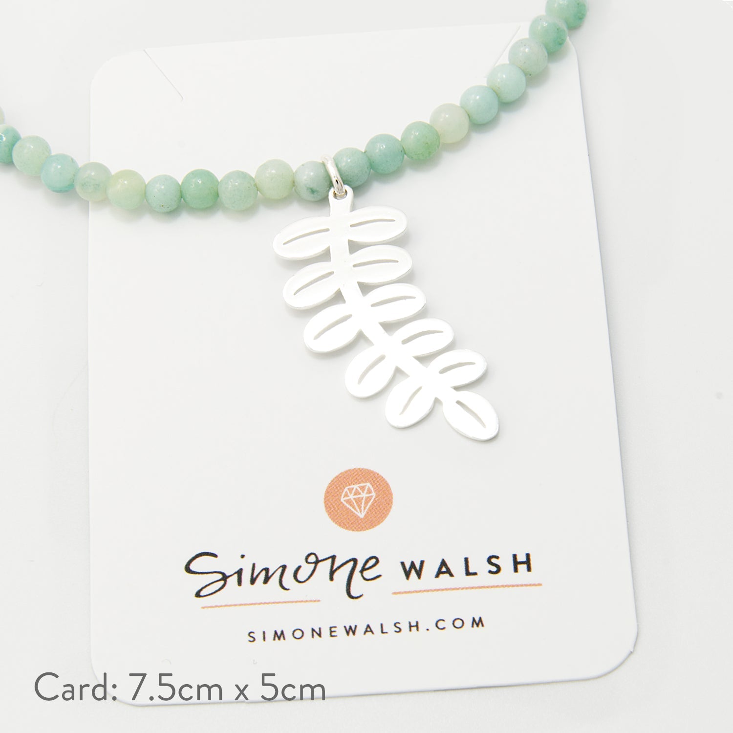 Silver Dollar Leaves on Amazonite Beaded Necklace - Simone Walsh Jewellery Australia