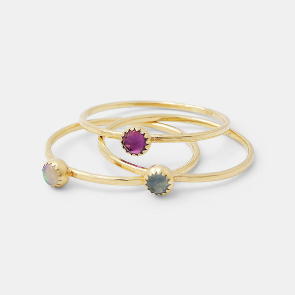Solid gold rings including birthstone stacking rings in Australia