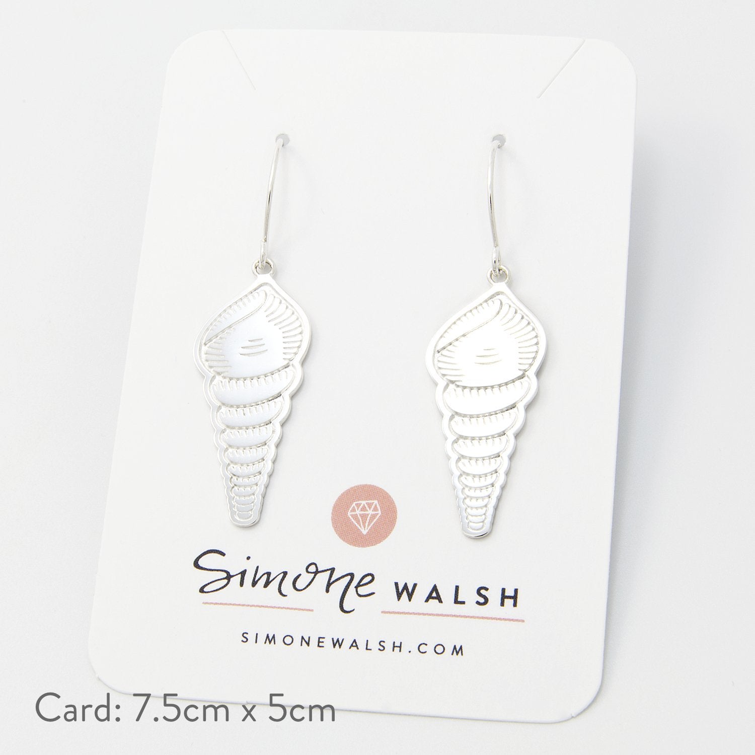 Spiral shell silver dangle earrings - Simone Walsh Jewellery Australia