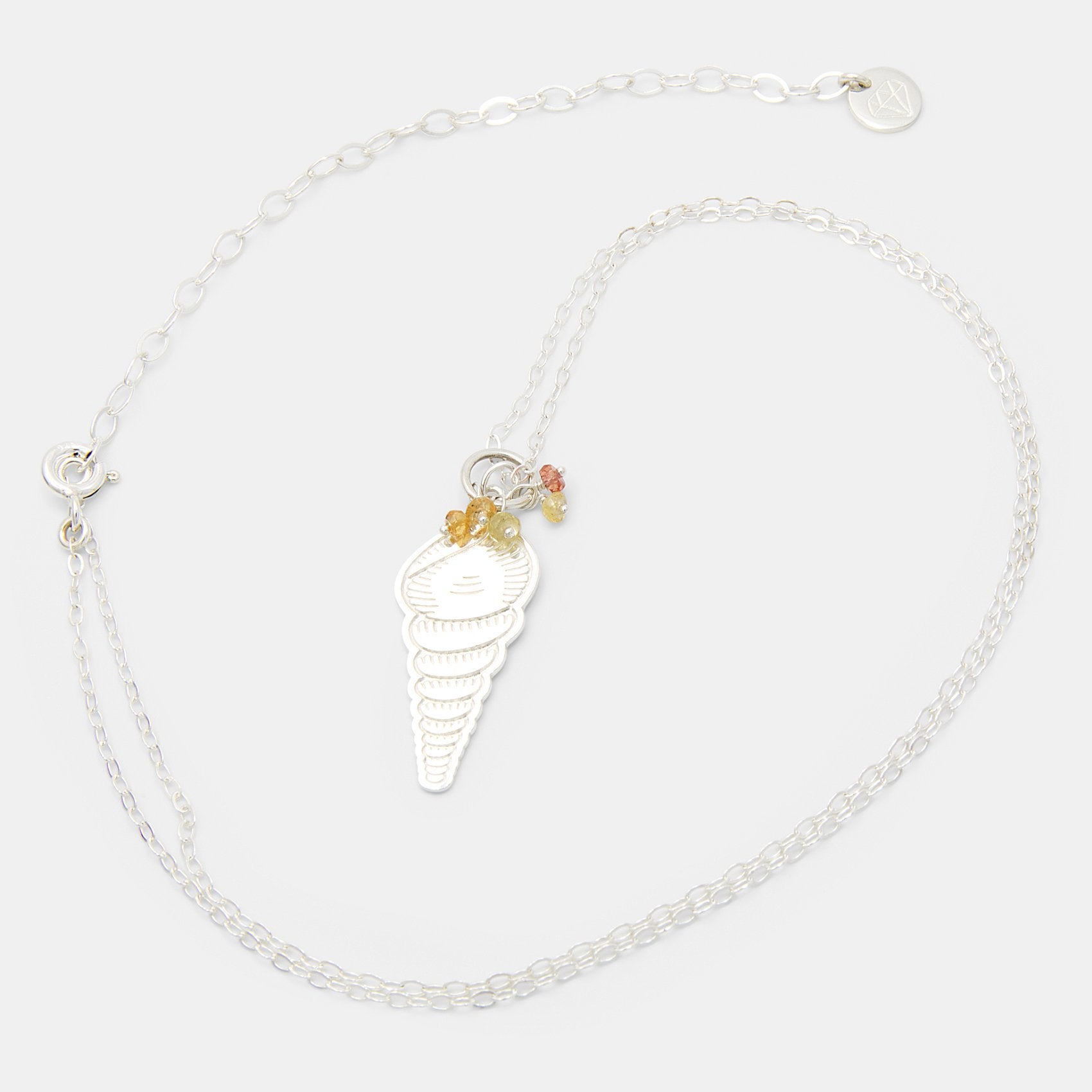 Spiral shell & yellow sapphires cluster necklace - Simone Walsh Jewellery Australia