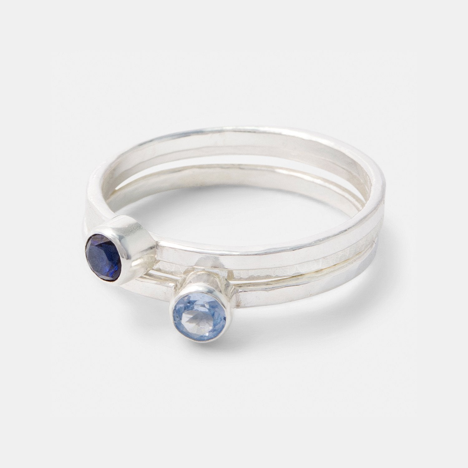 Stacking rings set: sapphire & aquamarine - Simone Walsh Jewellery Australia