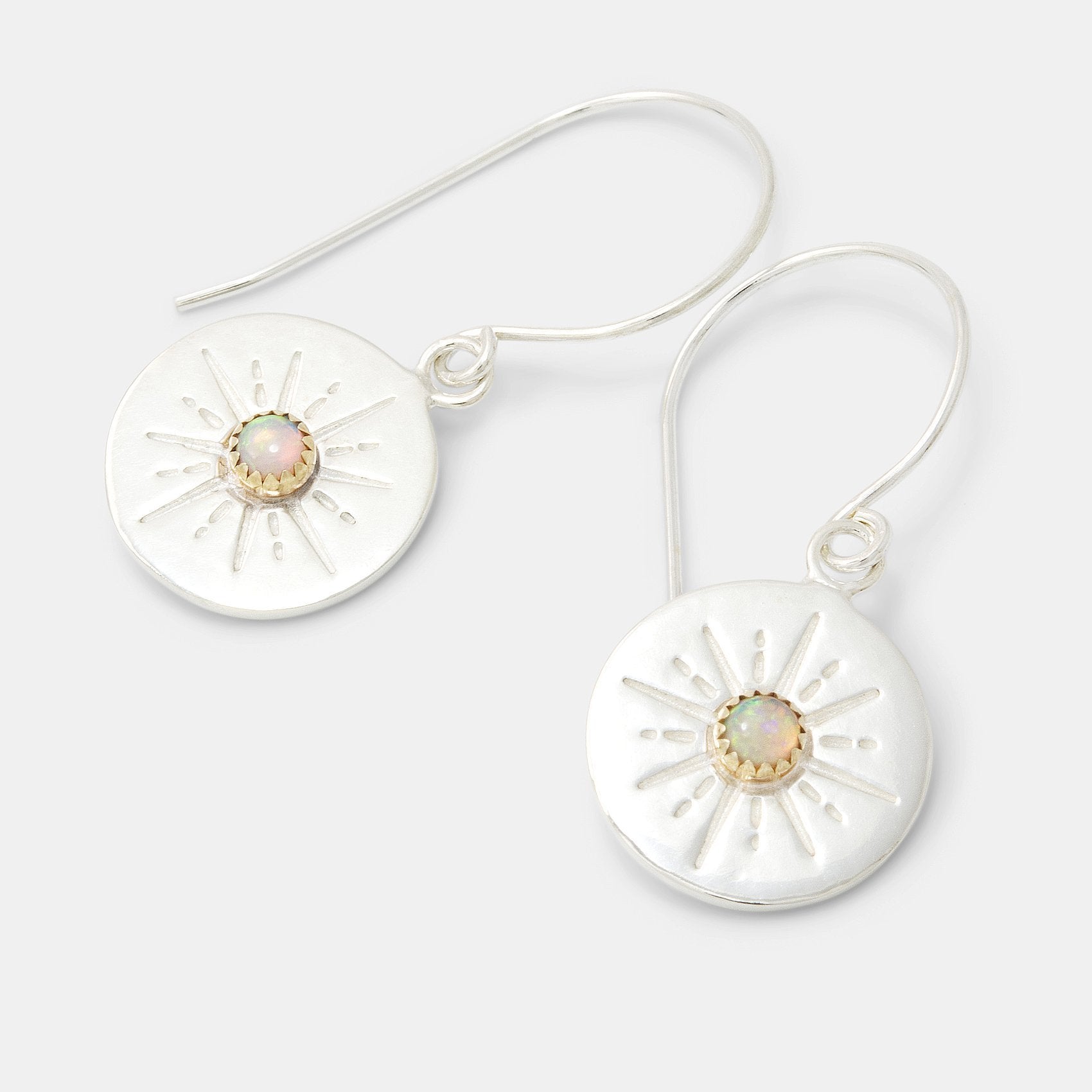 Starburst & opal amulet drop earrings - Simone Walsh Jewellery Australia